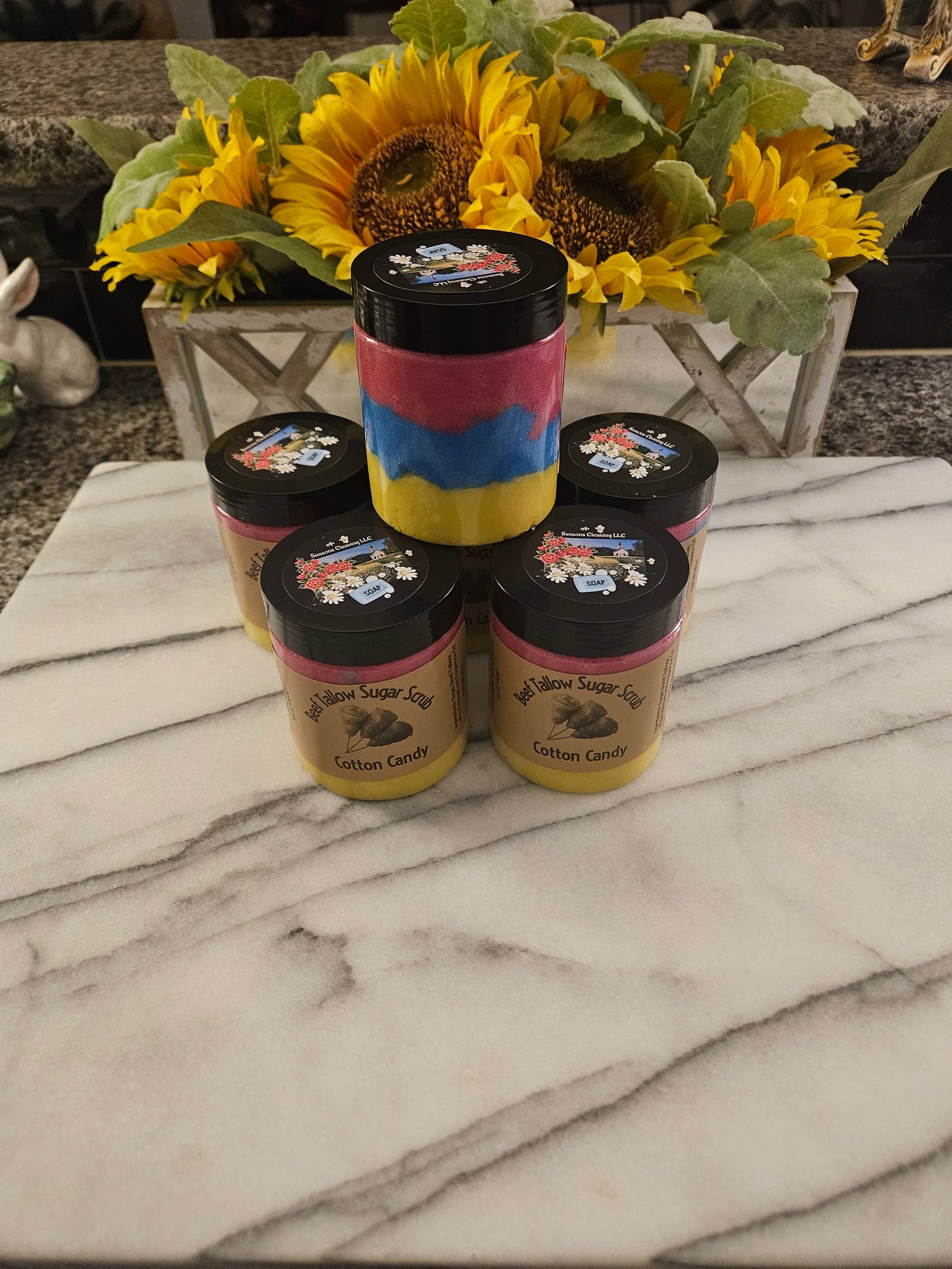 Cotton Candy Sugar Scrub Beef Tallow 8oz & Body Butter 5oz Made at order