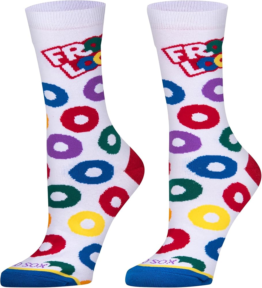 FRUIT LOOPS SOCKS/ Cool Socks Novelty Crew Dress Sock, Women's, Food, Breakfast, Colorful Cute Stylish Funny Silly