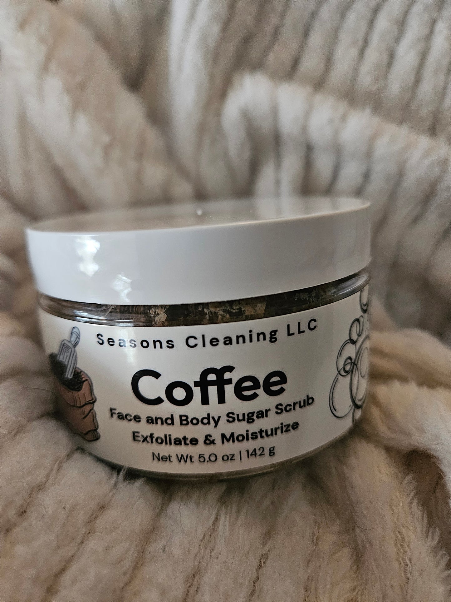 Coffee Face and Body Sugar Scrub Exfoliate & Moisturizer  5oz