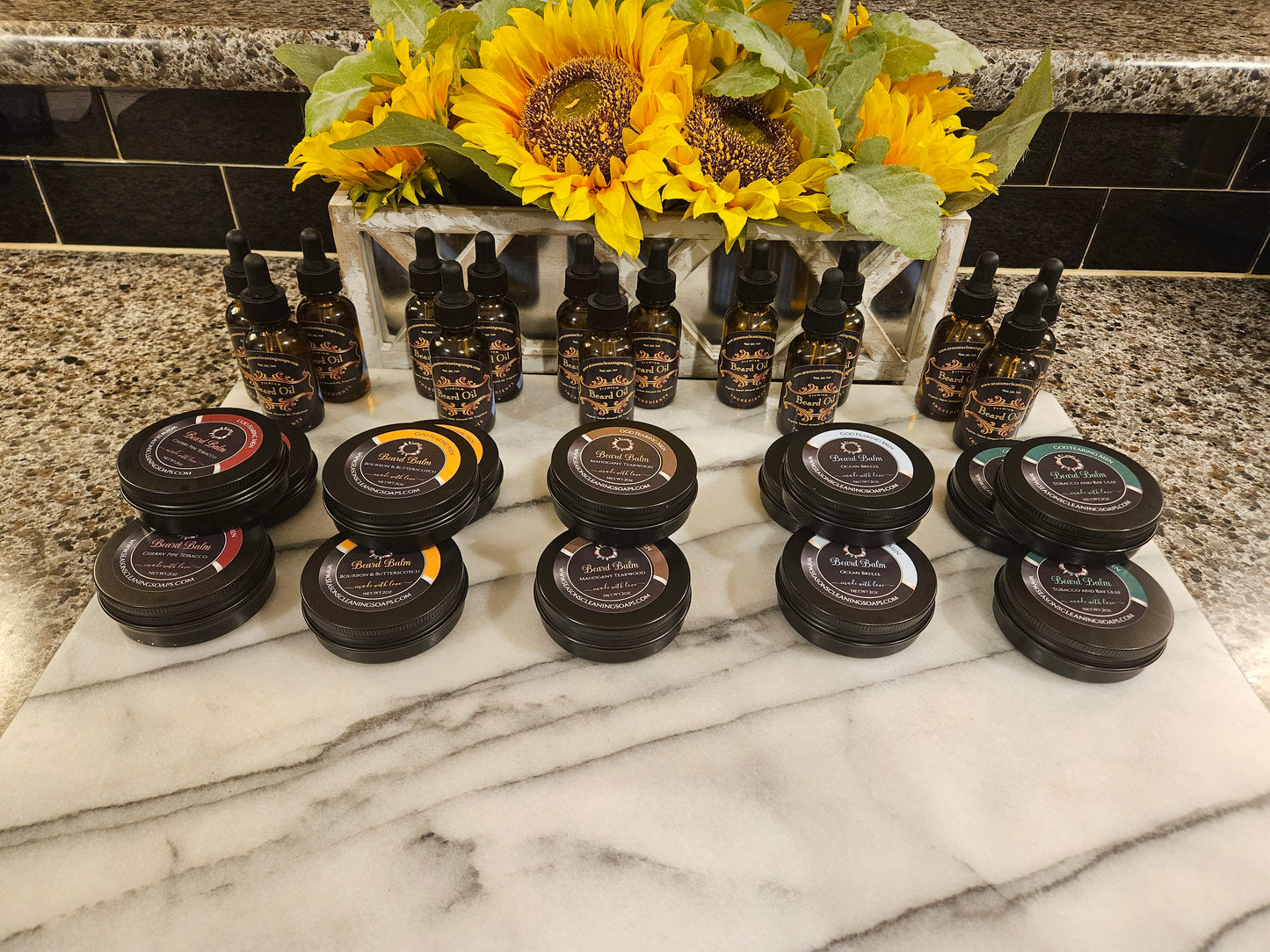 Tobacco and Bay Leaf Beard Balm, Beard Oil and wooden Comb Gift set