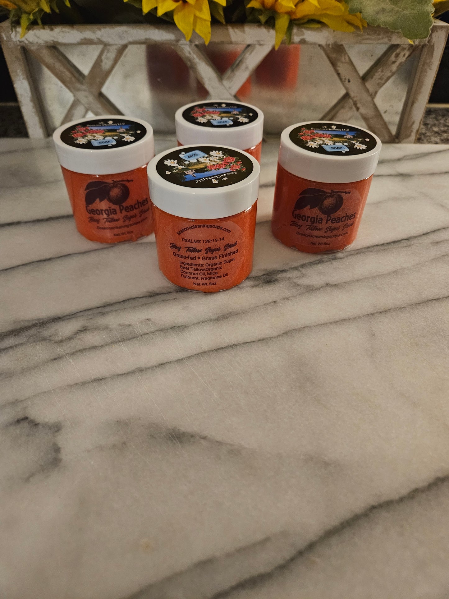 Beef Tallow Sugar Scrub Georgia Peaches 5oz